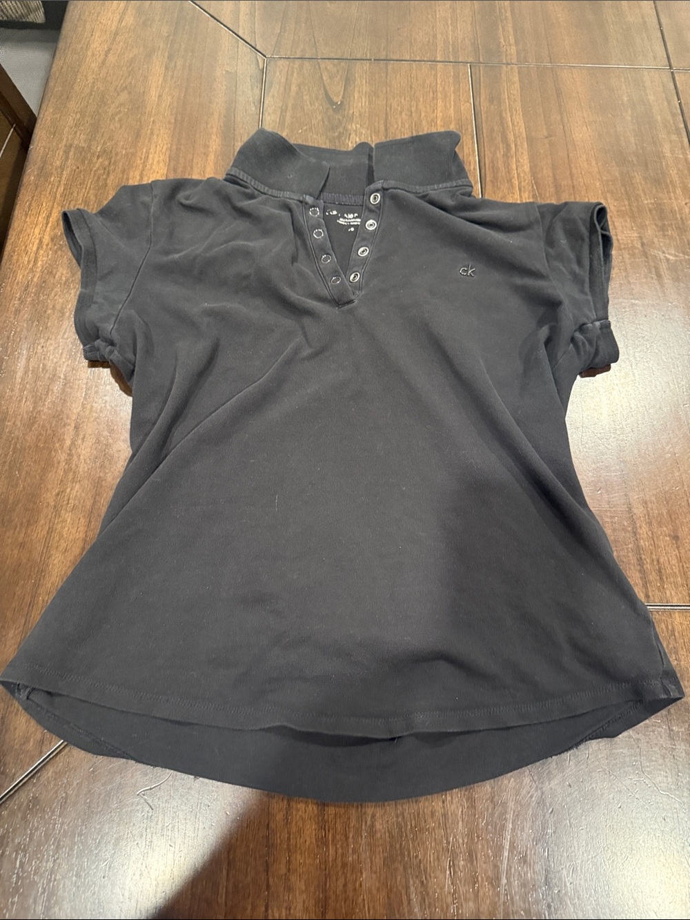 Calvin Klein Black Short Sleeve Polo with Snap Detail